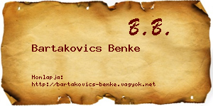 Bartakovics Benke névjegykártya